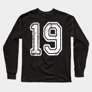 Number 19 Grungy in white Long Sleeve T-Shirt